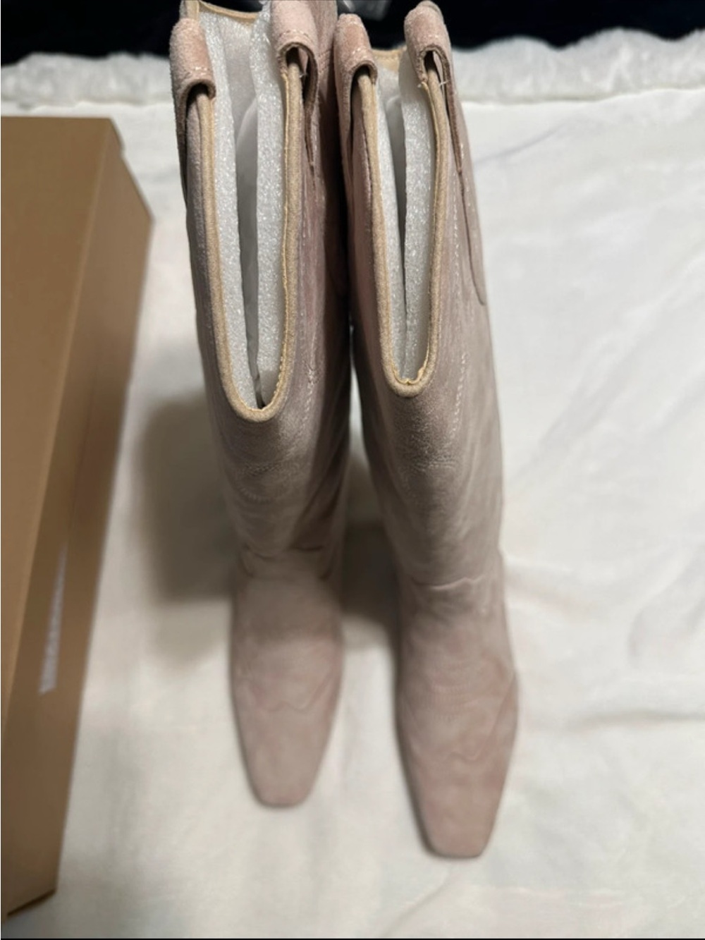 Steve Madden Blush Pink Suede Mid-Calf Western Boots - Picture 4 of 6